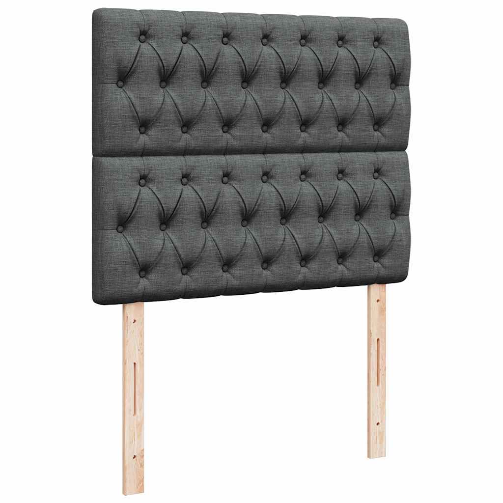Cadre de lit ottoman avec matelas gris foncé 120x200cm tissu - XIOS