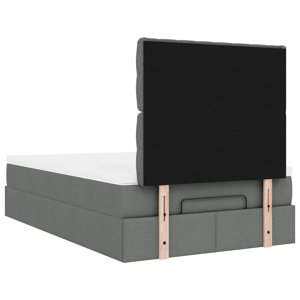 Cadre de lit ottoman avec matelas gris foncé 120x200cm tissu - XIOS