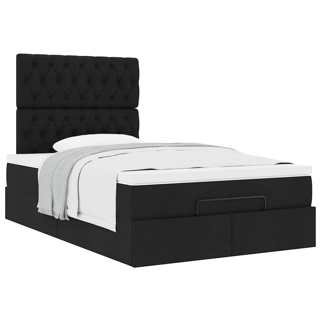 Cadre de lit ottoman avec matelas noir 120x200cm tissu - XIOS