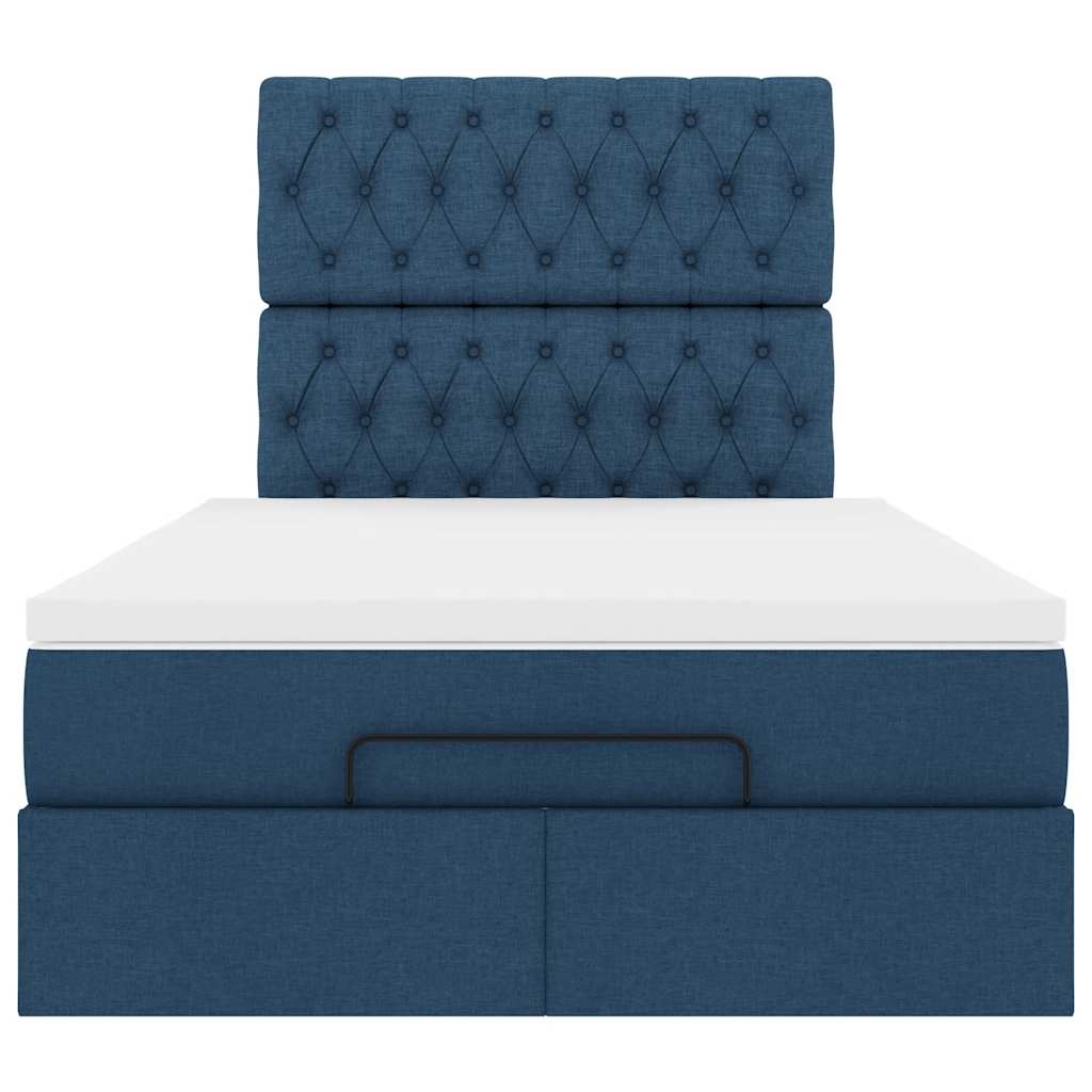 Cadre de lit ottoman avec matelas bleu 120x200 cm tissu - XIOS