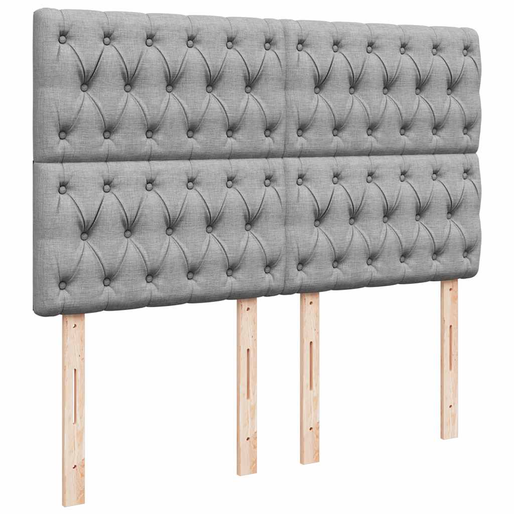 Cadre de lit ottoman et matelas gris clair 140x190 cm tissu - XIOS