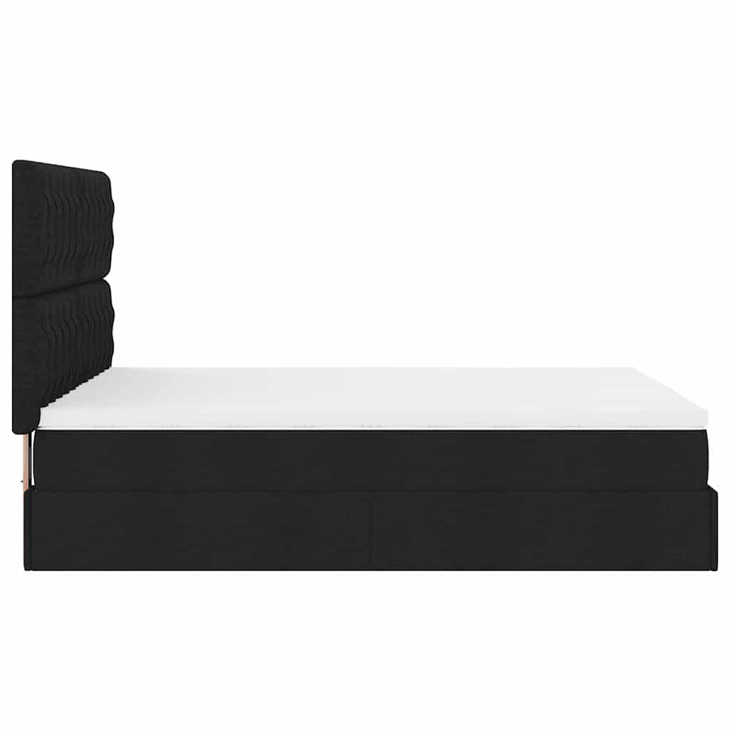 Cadre de lit ottoman avec matelas noir 140x190 cm tissu - XIOS