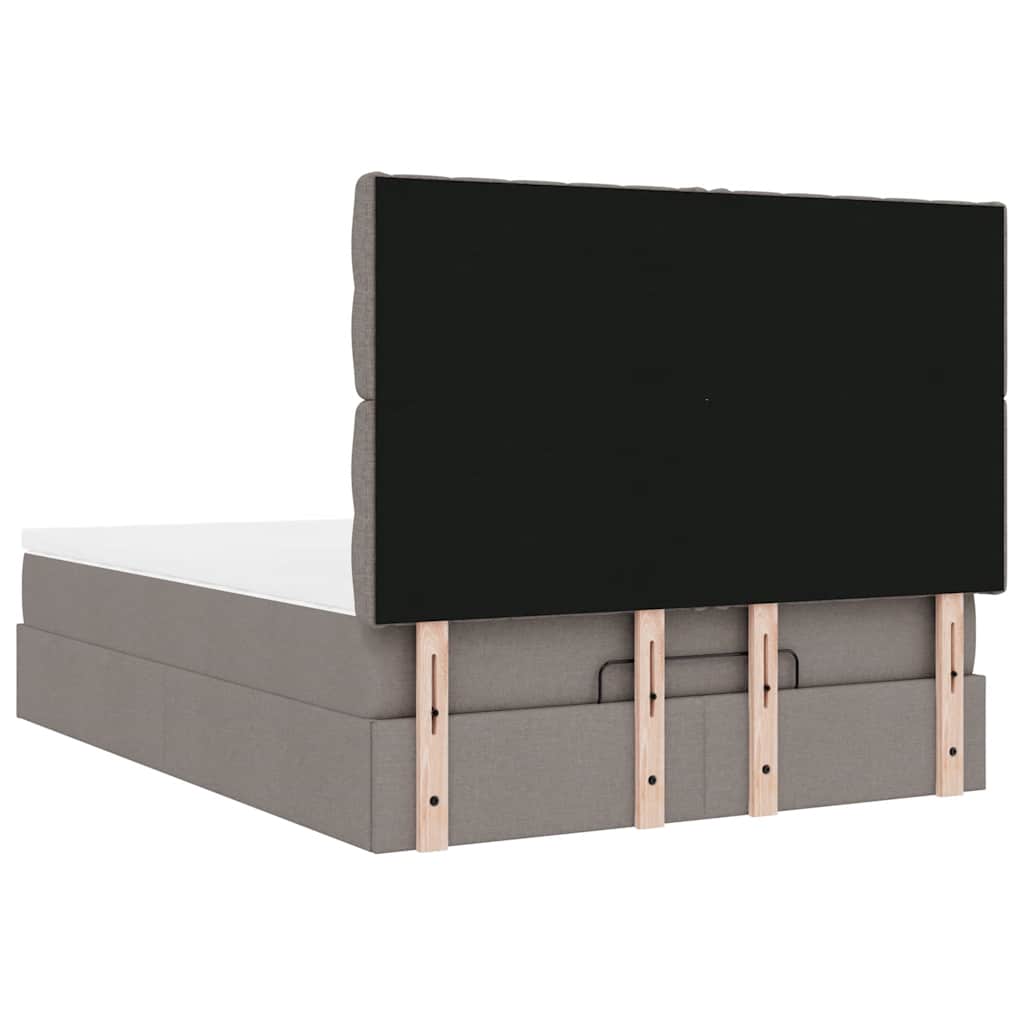 Cadre de lit ottoman avec matelas taupe 140x190 cm tissu - XIOS