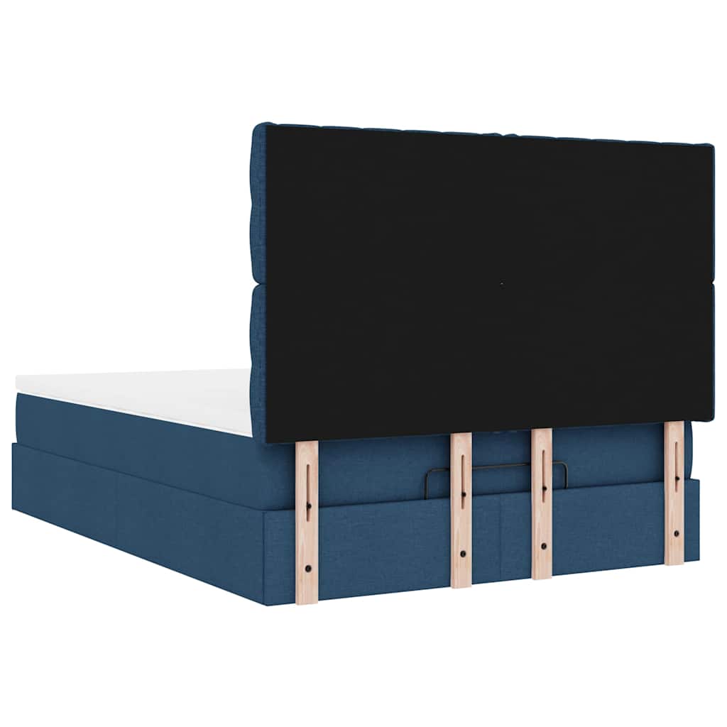 Cadre de lit ottoman avec matelas bleu 140x190 cm tissu - XIOS