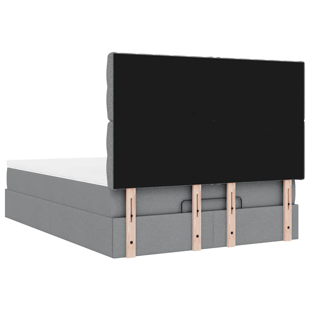 Cadre de lit ottoman et matelas gris clair 140x200 cm tissu - XIOS