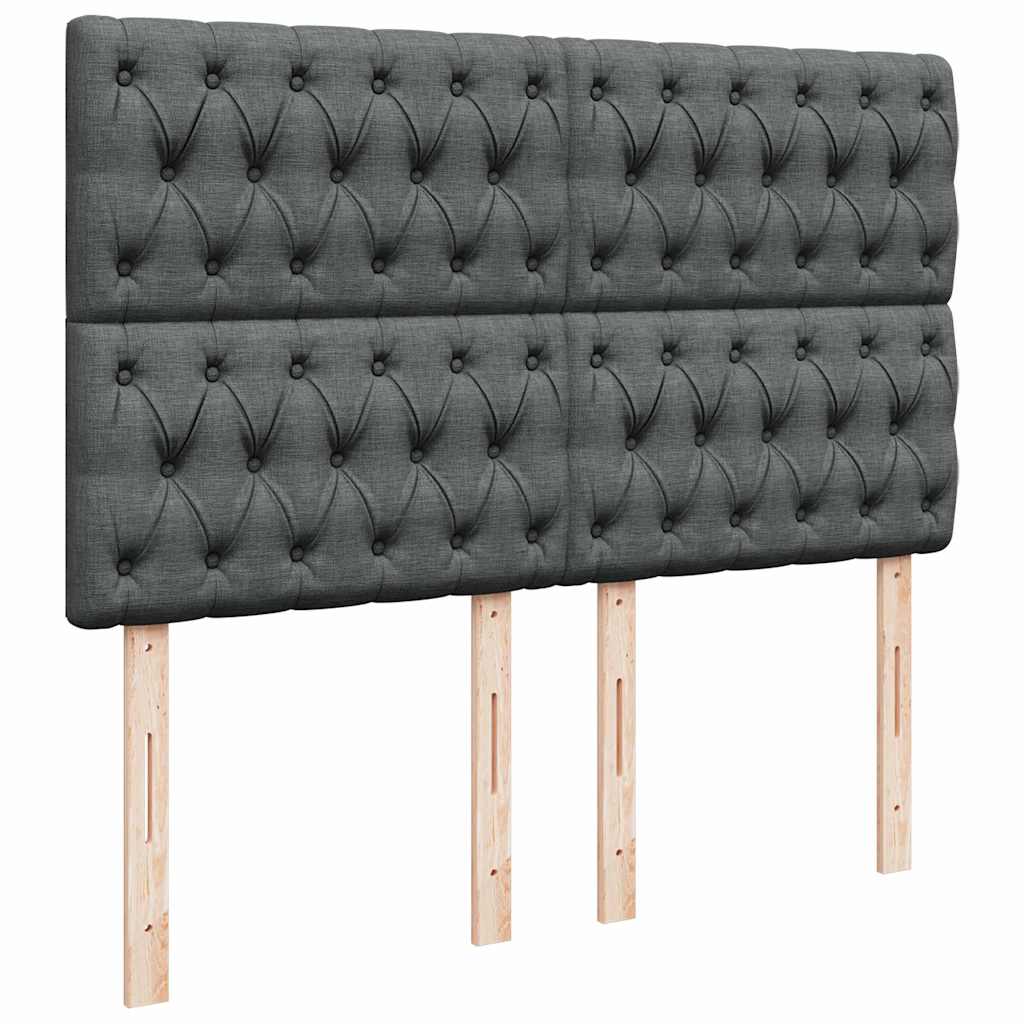 Cadre de lit ottoman avec matelas gris foncé 140x200 cm tissu - XIOS