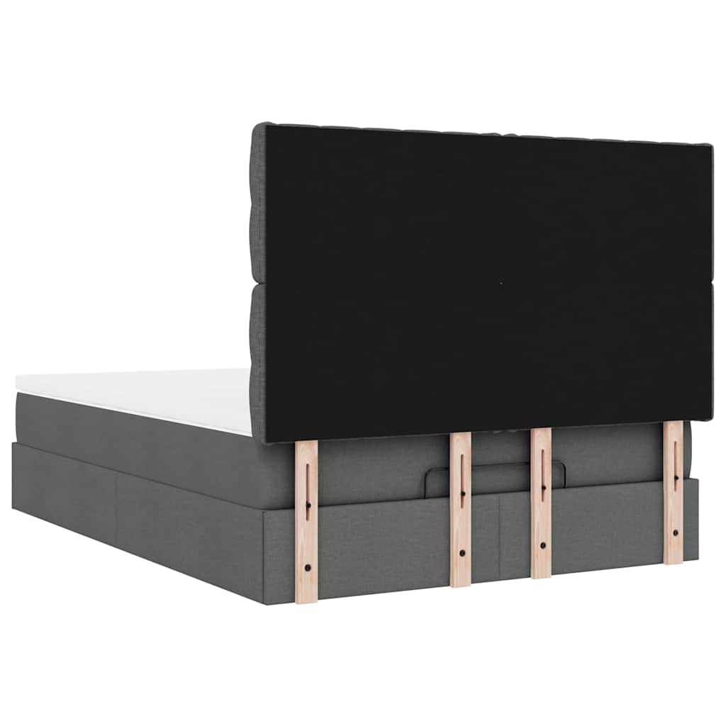 Cadre de lit ottoman avec matelas gris foncé 140x200 cm tissu - XIOS