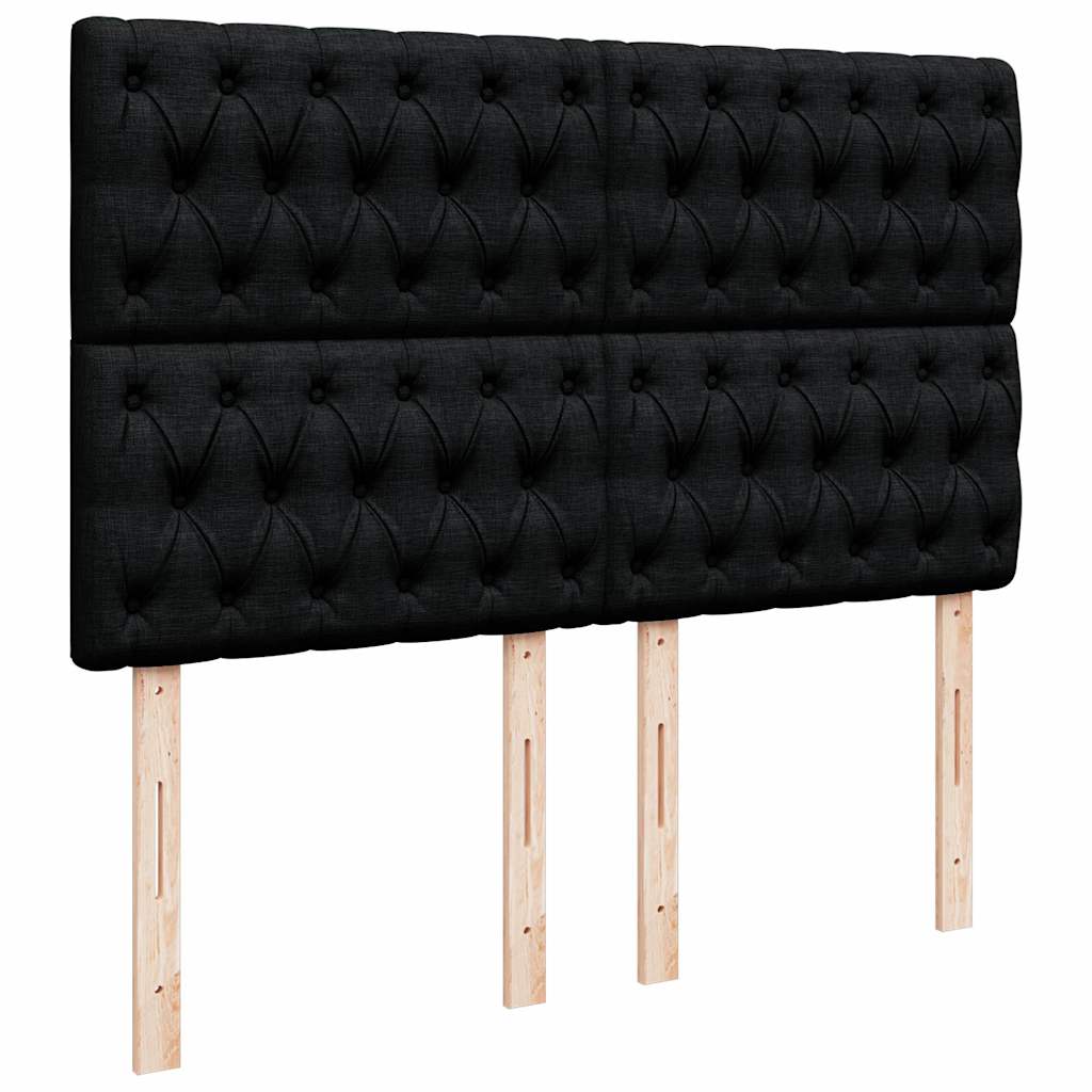 Cadre de lit ottoman avec matelas noir 140x200 cm tissu - XIOS