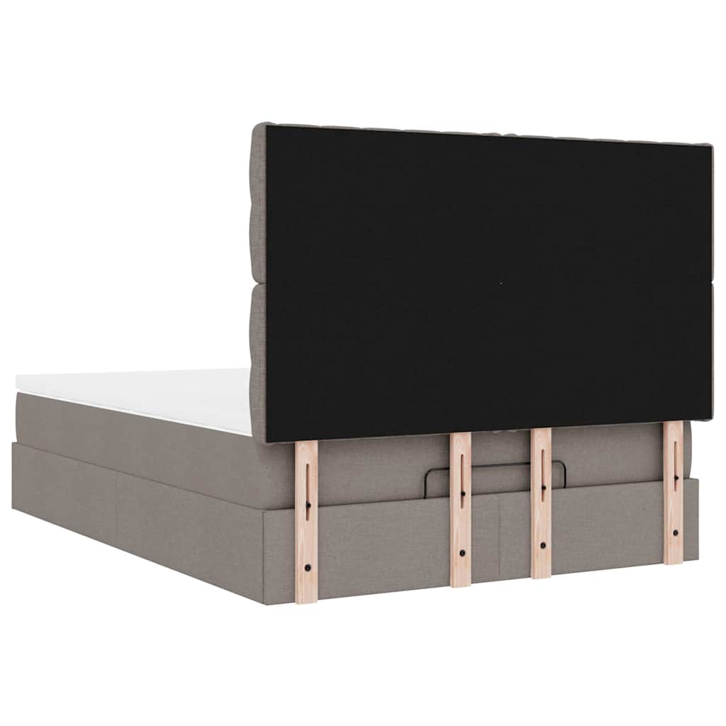 Cadre de lit ottoman avec matelas taupe 140x200 cm tissu - XIOS