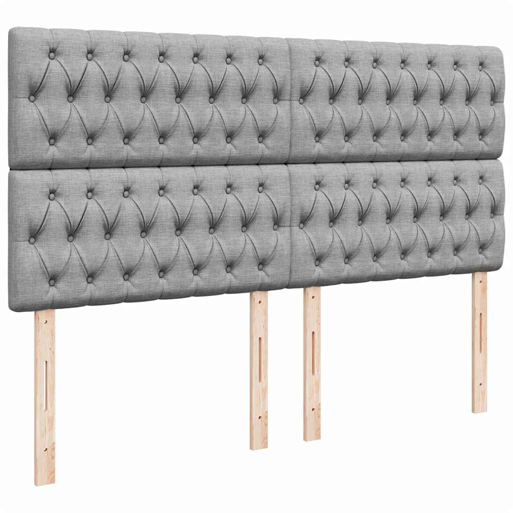Cadre de lit ottoman et matelas gris clair 160x200cm tissu - XIOS