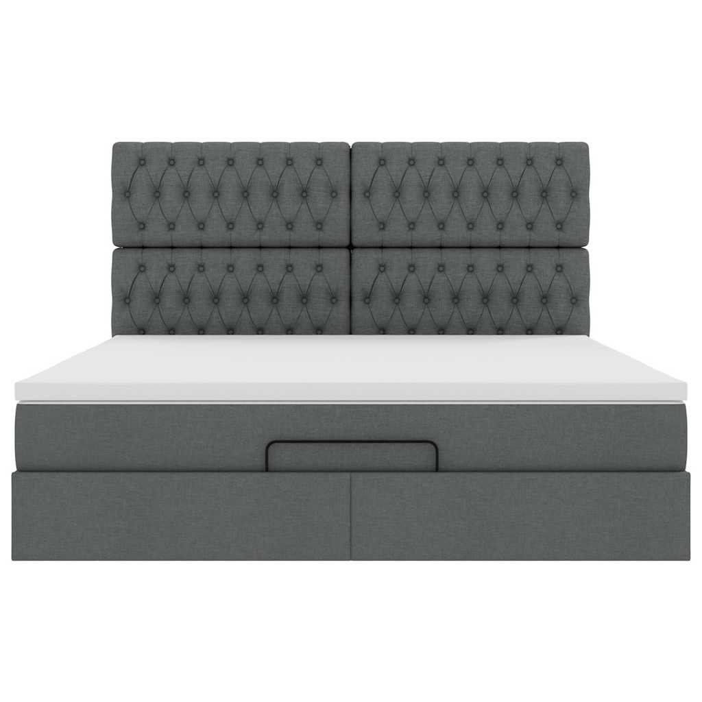 Cadre de lit ottoman avec matelas gris foncé 160x200cm tissu - XIOS