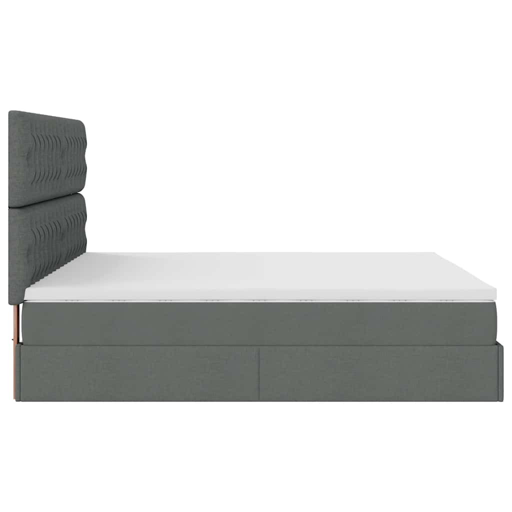 Cadre de lit ottoman avec matelas gris foncé 160x200cm tissu - XIOS