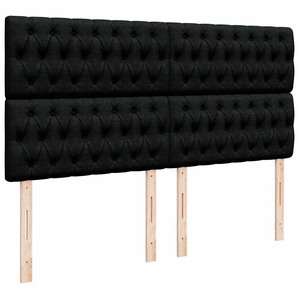 Cadre de lit ottoman avec matelas noir 160x200 cm tissu - XIOS