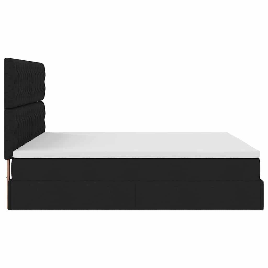 Cadre de lit ottoman avec matelas noir 160x200 cm tissu - XIOS