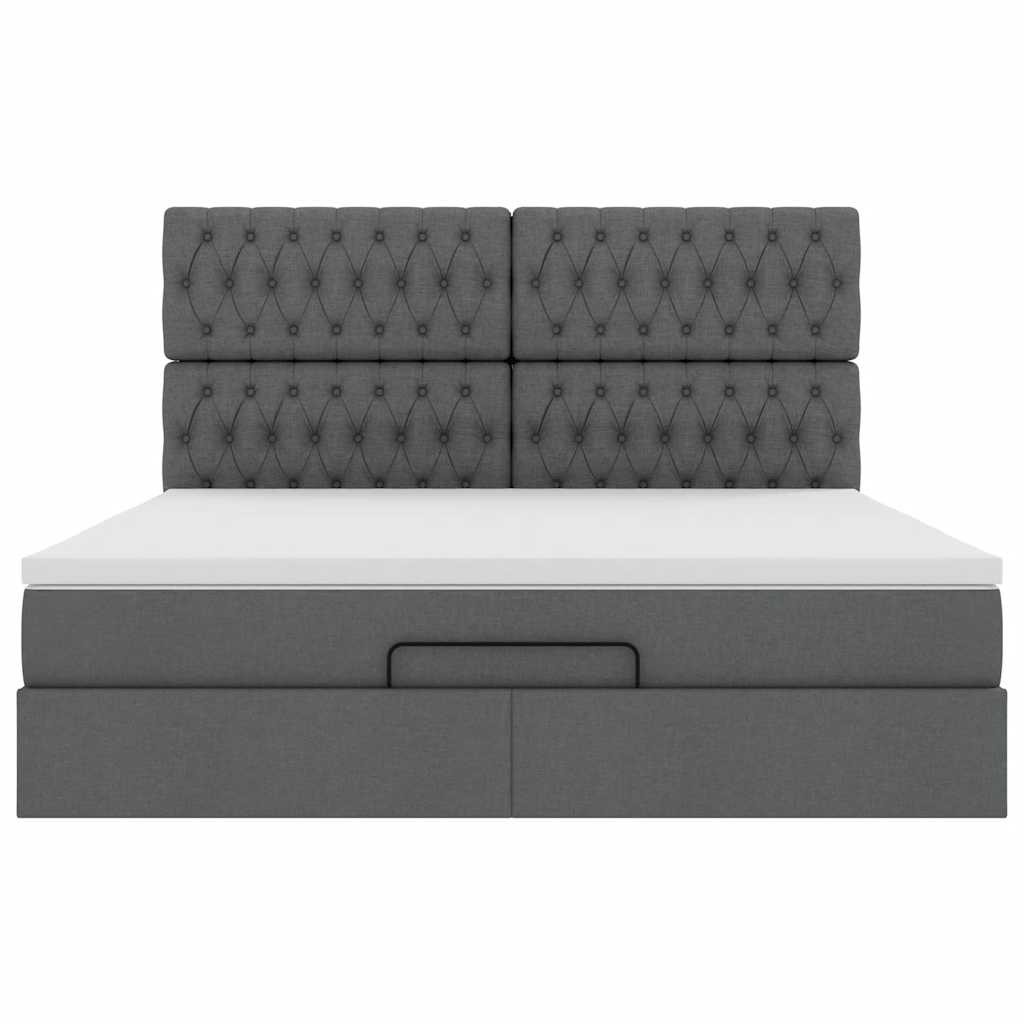 Cadre de lit ottoman avec matelas gris foncé 180x200 cm tissu - XIOS