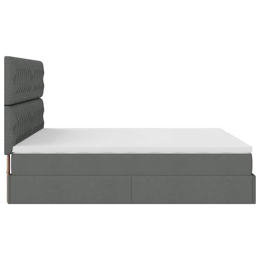 Cadre de lit ottoman avec matelas gris foncé 180x200 cm tissu - XIOS