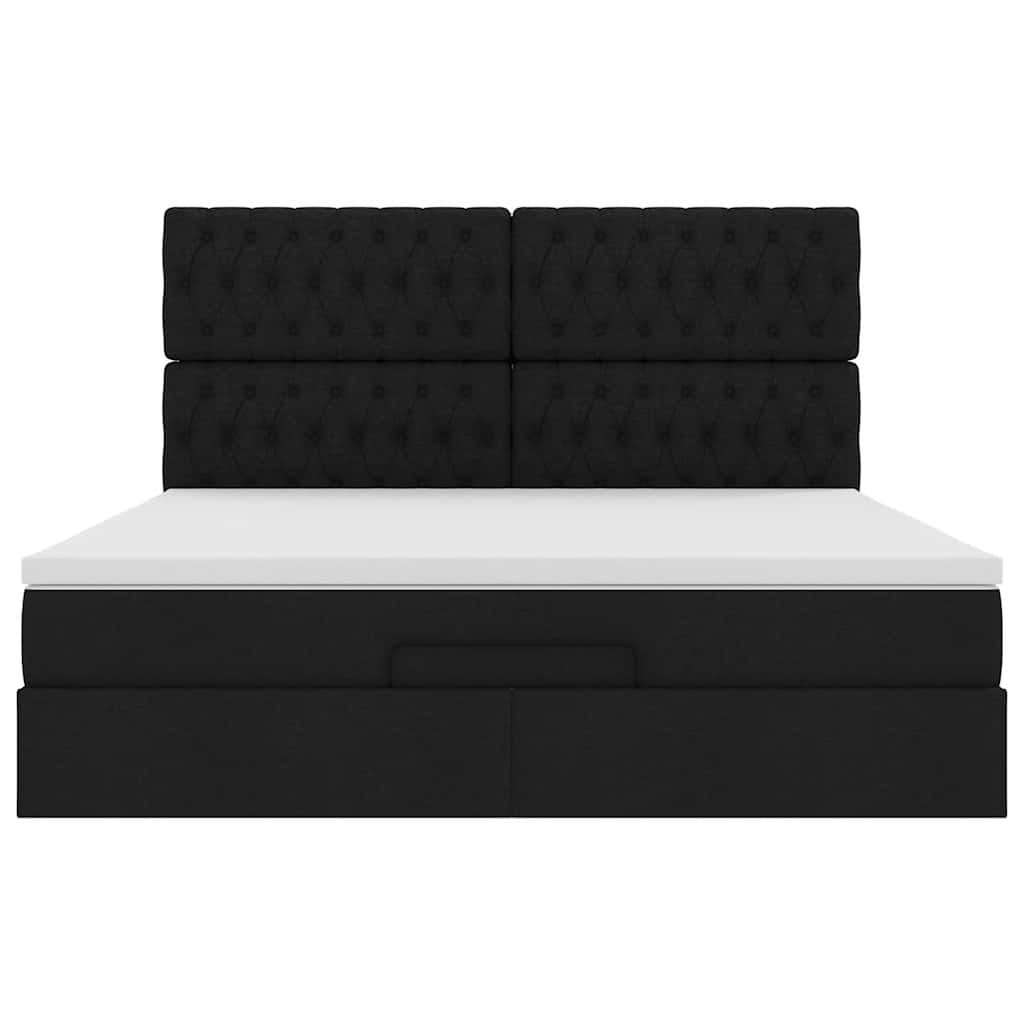 Cadre de lit ottoman avec matelas noir 180x200 cm tissu - XIOS