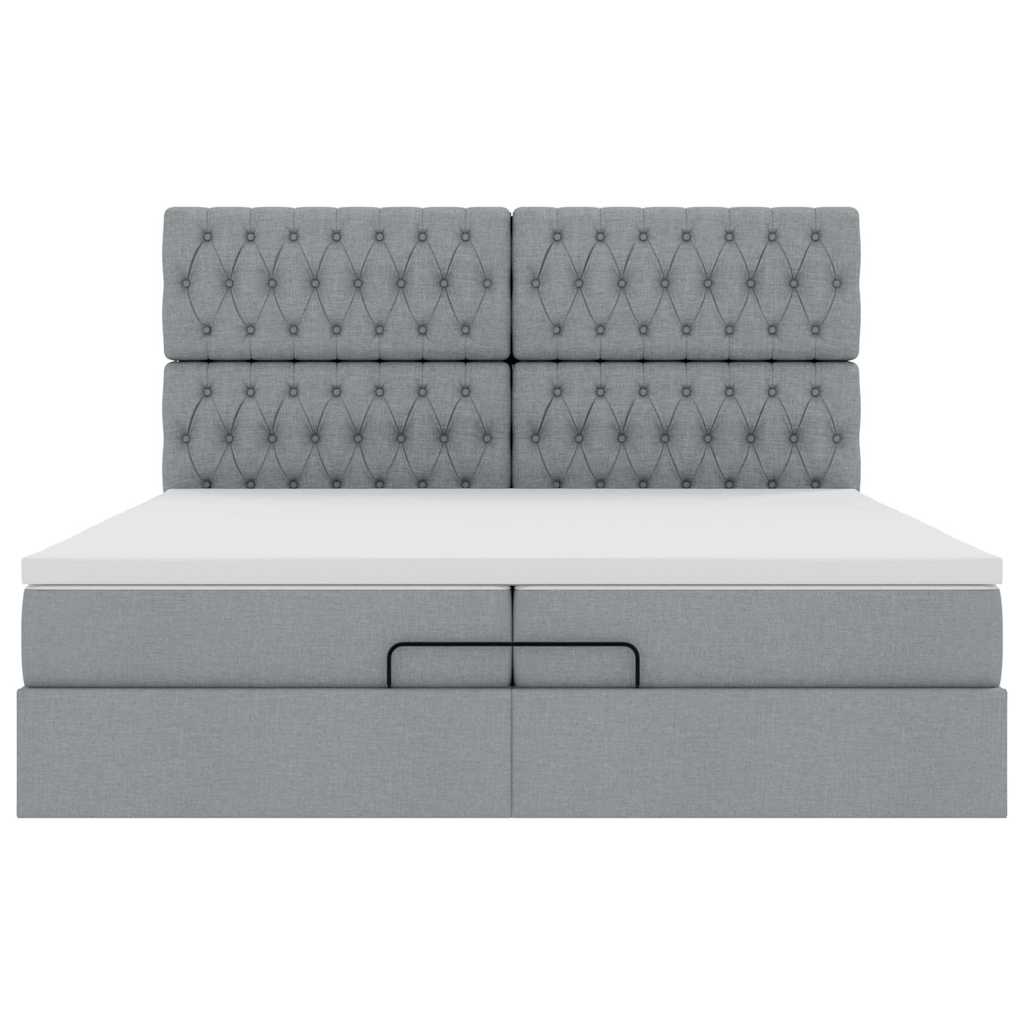 Cadre de lit ottoman avec matelas gris foncé 200x200cm tissu - XIOS