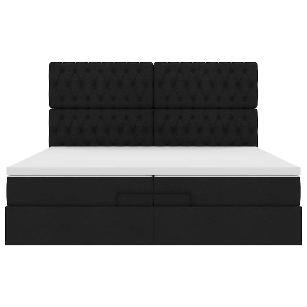 Cadre de lit ottoman avec matelas noir 200x200cm tissu - XIOS