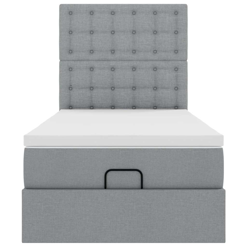 Cadre de lit ottoman avec matelas gris clair 80x200 cm tissu - XIOS