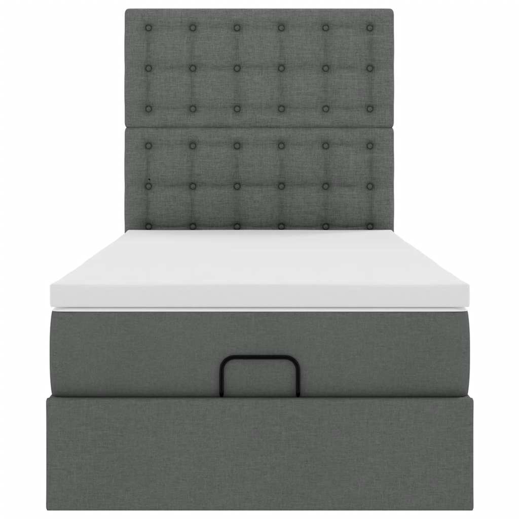 Cadre de lit ottoman avec matelas gris foncé 80x200 cm tissu - XIOS