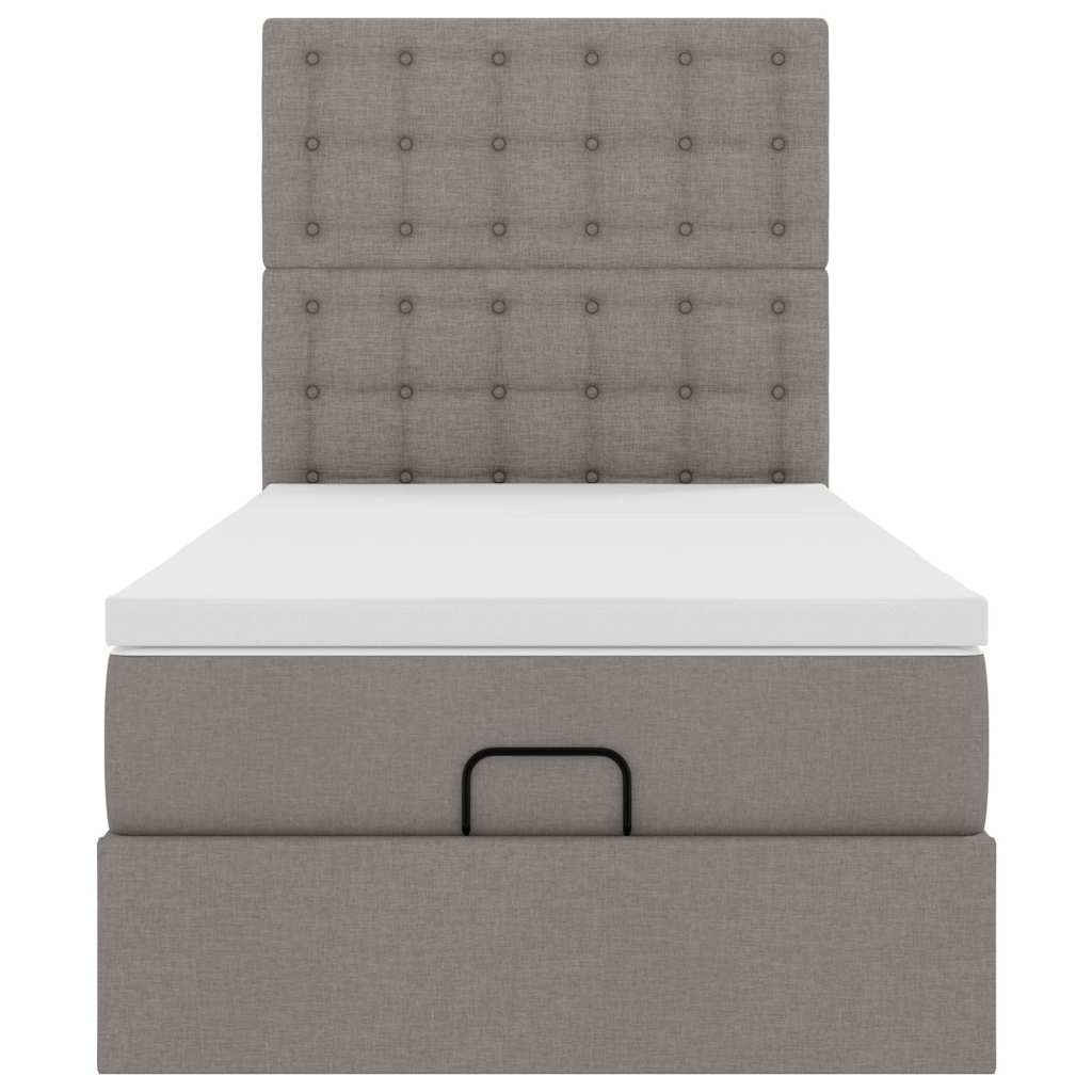 Cadre de lit ottoman avec matelas taupe 80x200 cm tissu - XIOS
