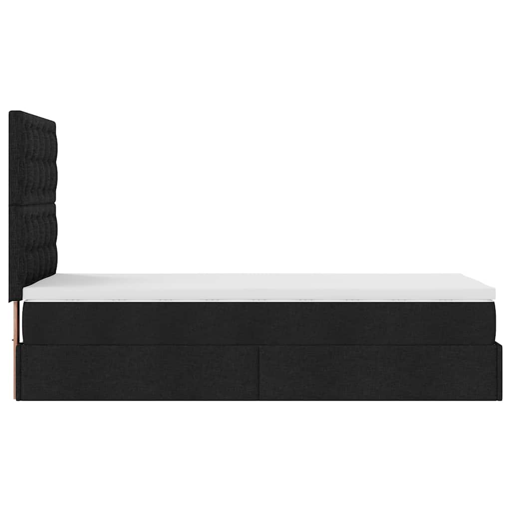 Cadre de lit ottoman avec matelas noir 90x190 cm tissu - XIOS