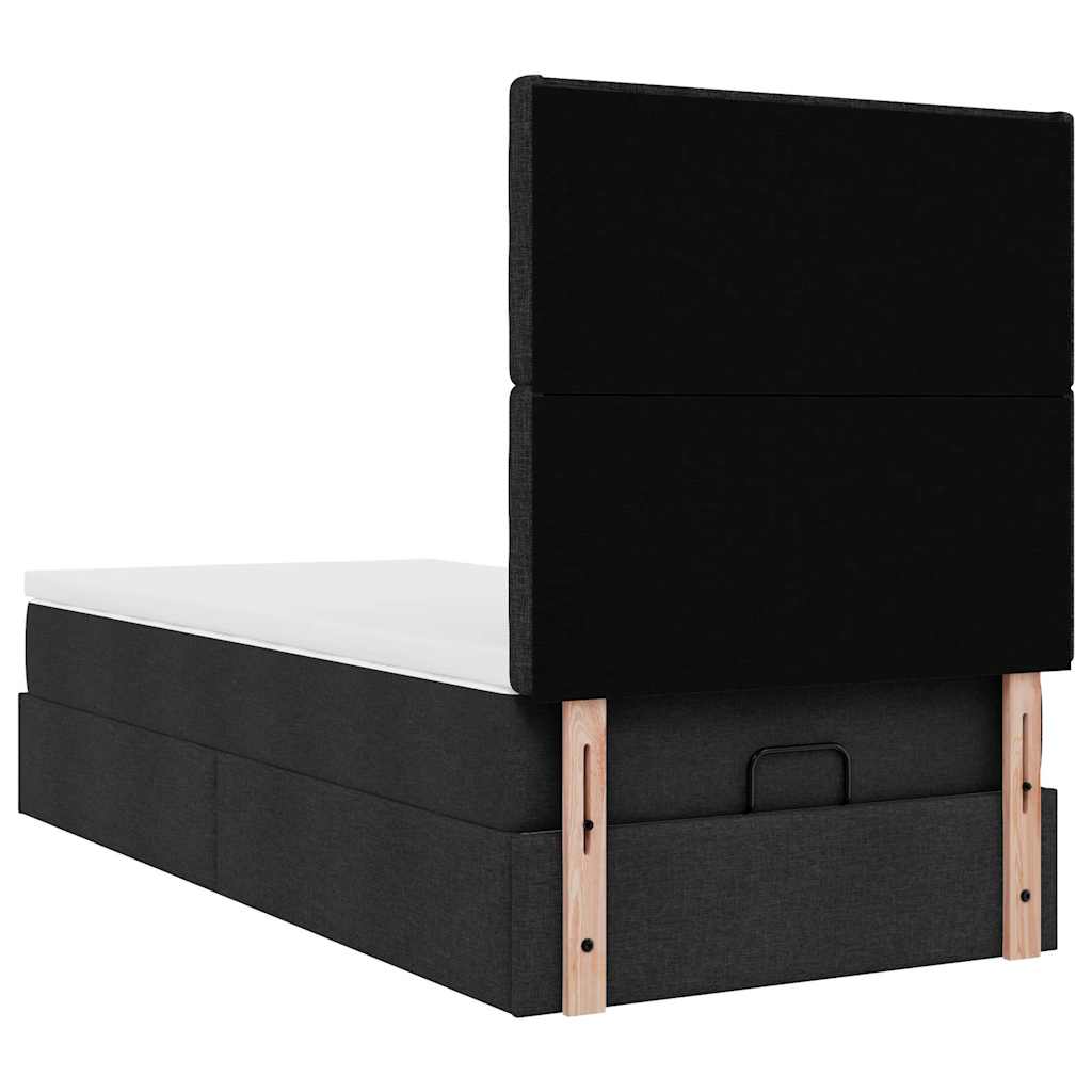 Cadre de lit ottoman avec matelas noir 90x190 cm tissu - XIOS