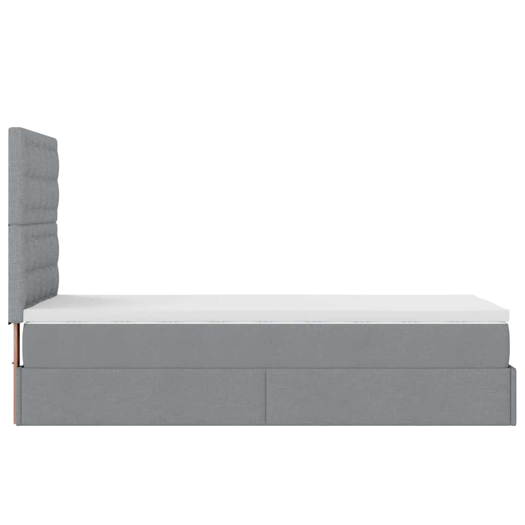 Lit ottoman avec matelas gris clair 90x200 cm tissu - XIOS