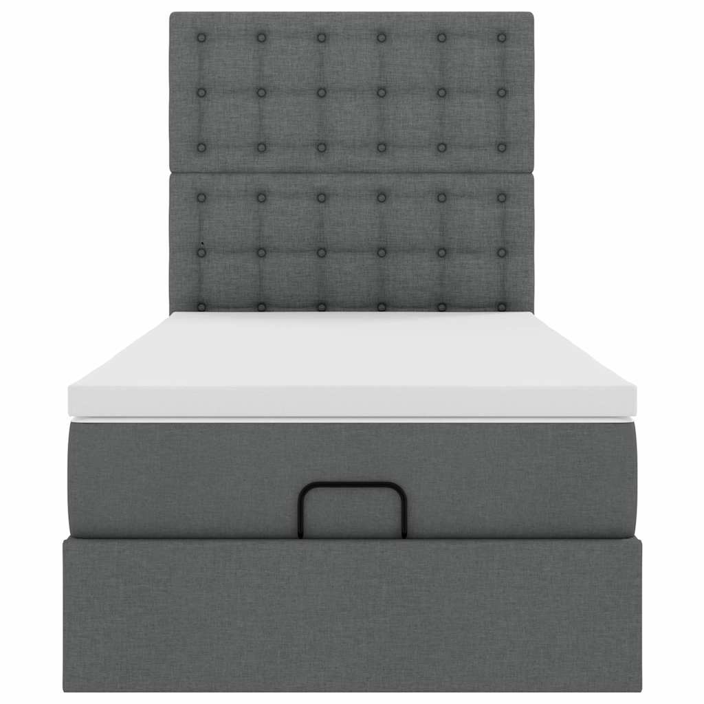 Lit ottoman avec matelas gris foncé 90x200 cm tissu - XIOS