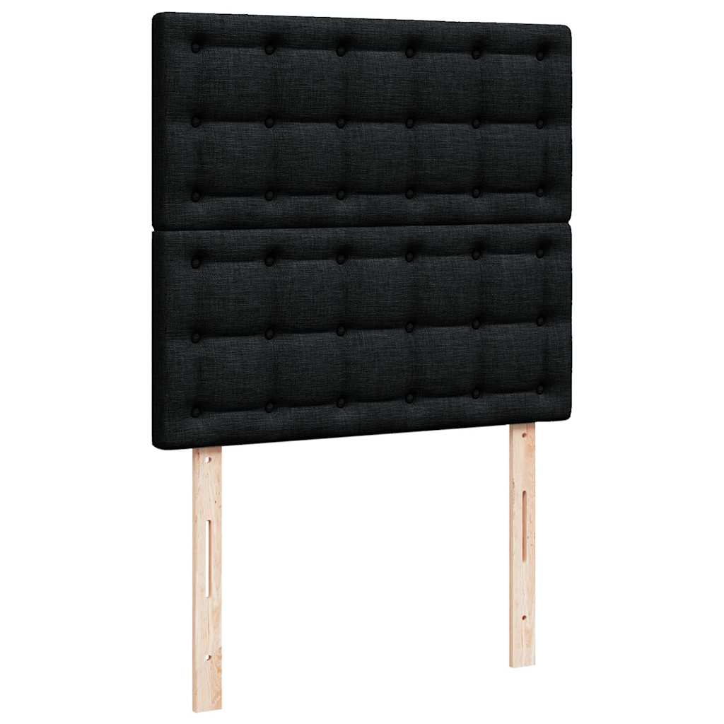 Lit ottoman avec matelas noir 90x200 cm tissu