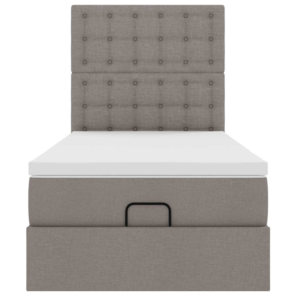 Lit ottoman avec matelas taupe 90x200 cm tissu - XIOS