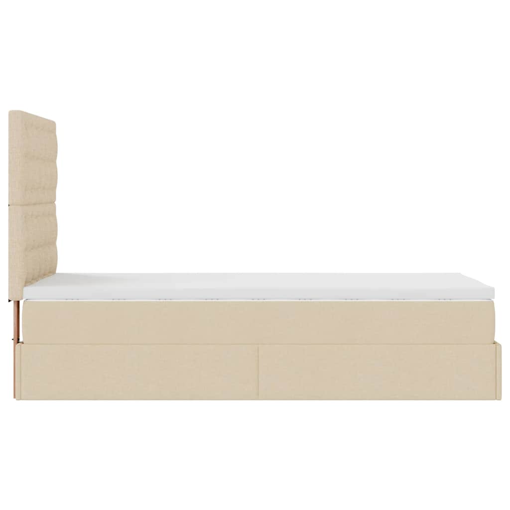Lit ottoman avec matelas crème 90x200 cm tissu - XIOS