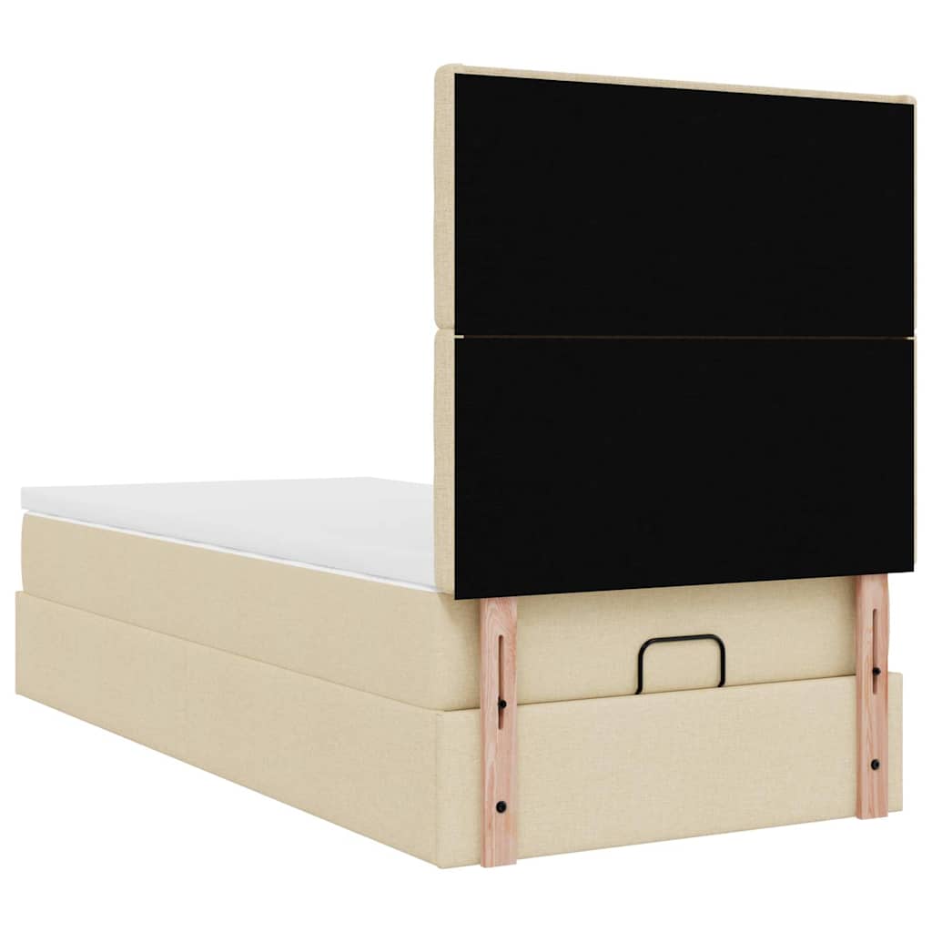 Lit ottoman avec matelas crème 90x200 cm tissu - XIOS