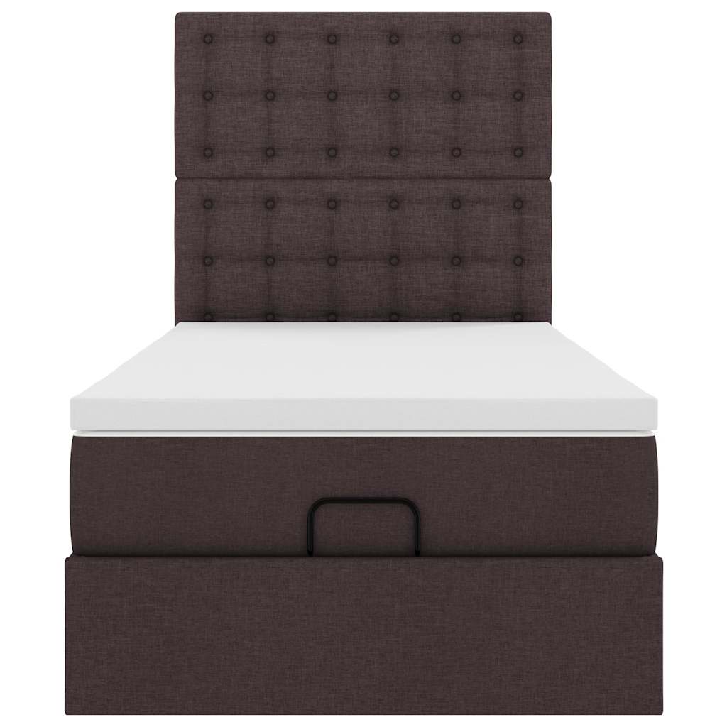 Lit ottoman avec matelas marron foncé 100x200 cm tissu - XIOS