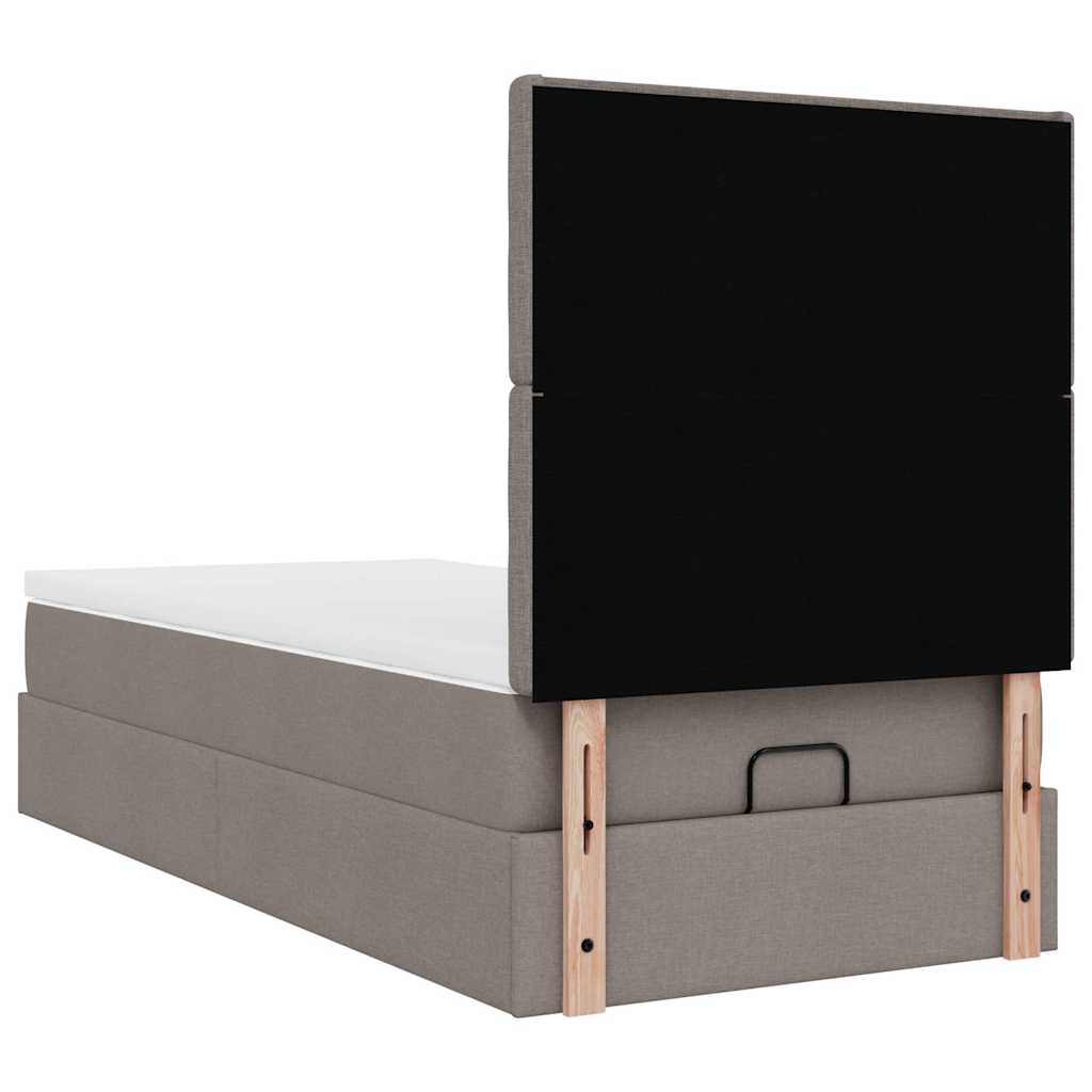 Lit ottoman avec matelas taupe 100x200 cm tissu