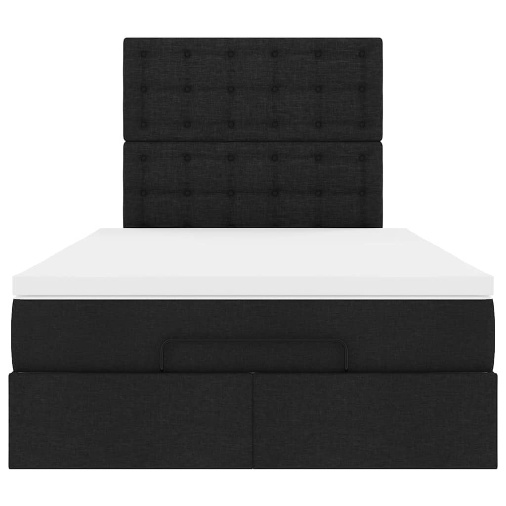 Cadre de lit ottoman avec matelas noir 120x190 cm tissu - XIOS