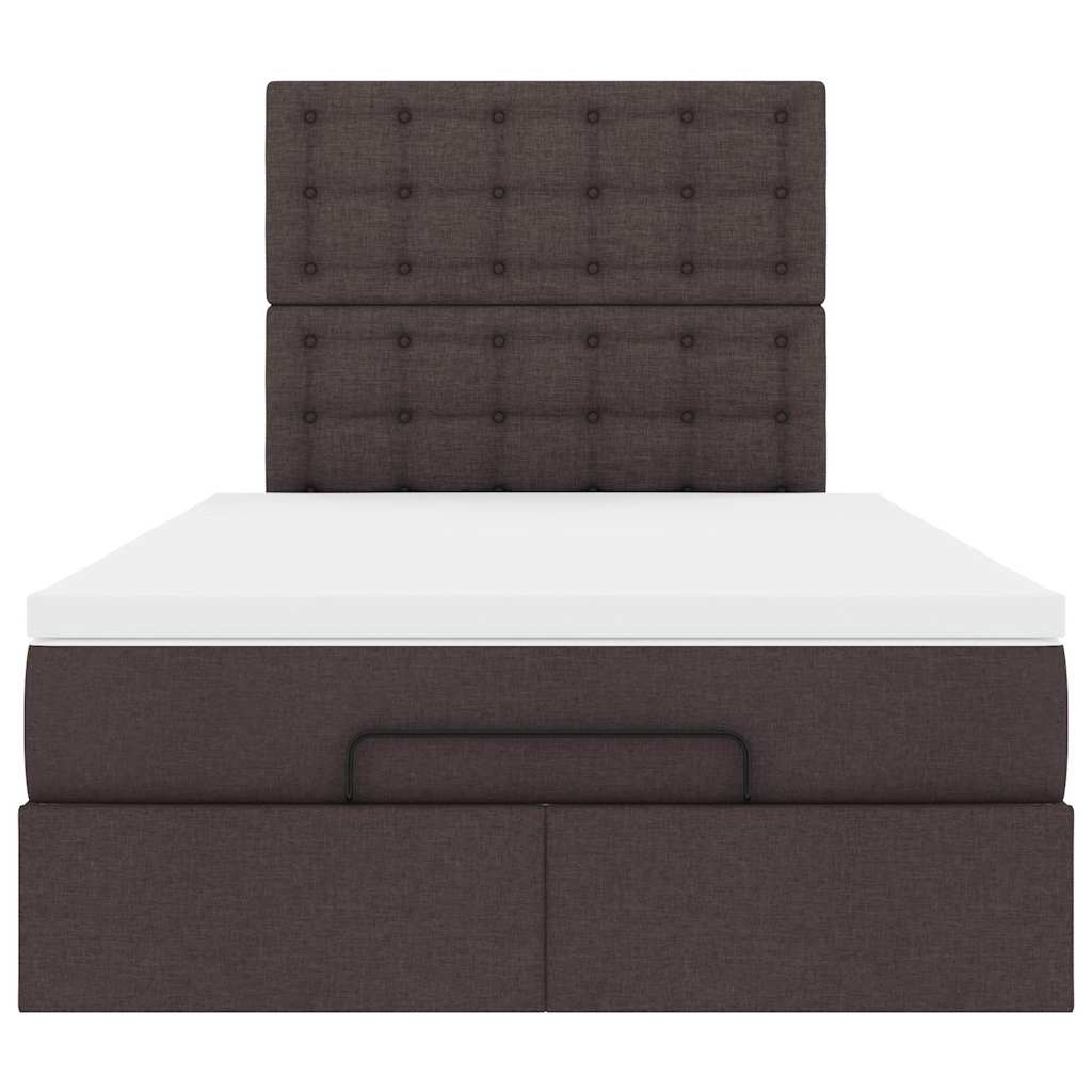 Cadre de lit ottoman avec matelas marron foncé 120x190 cm tissu - XIOS