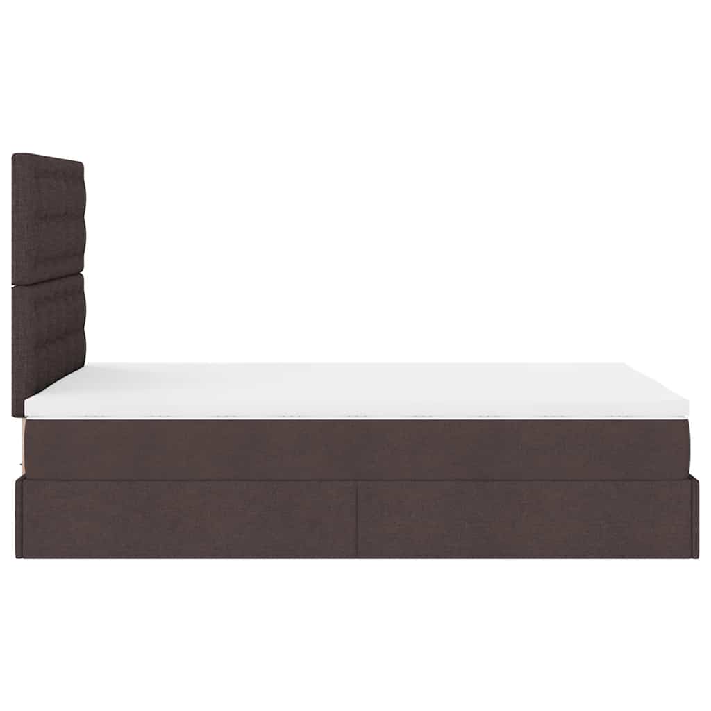 Cadre de lit ottoman avec matelas marron foncé 120x190 cm tissu - XIOS