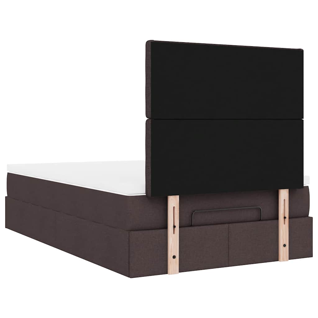 Cadre de lit ottoman avec matelas marron foncé 120x190 cm tissu - XIOS