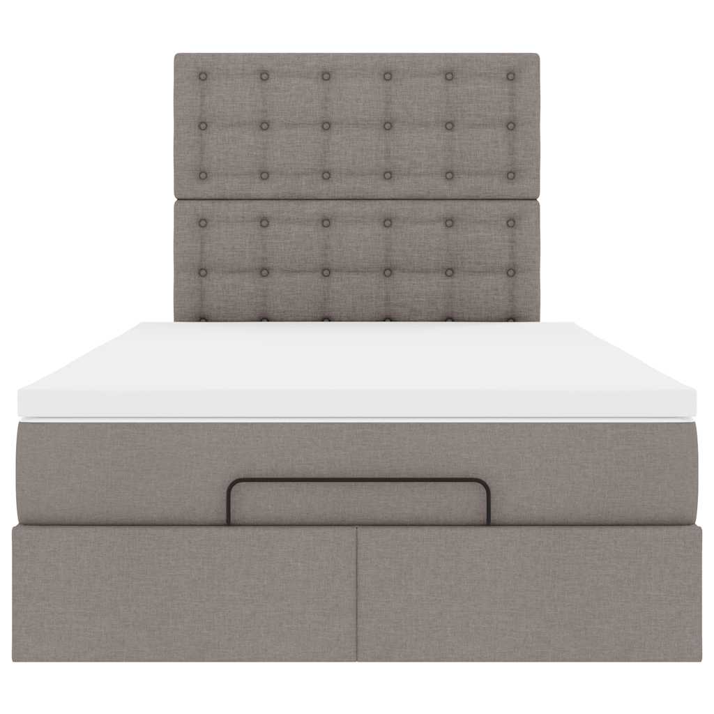 Cadre de lit ottoman avec matelas taupe 120x190 cm tissu - XIOS