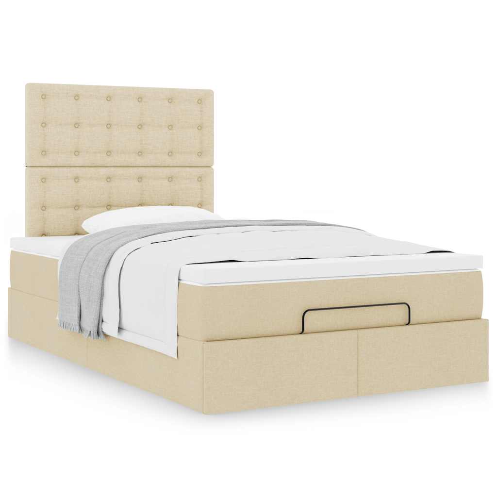 Cadre de lit ottoman avec matelas crème 120x190 cm tissu - XIOS