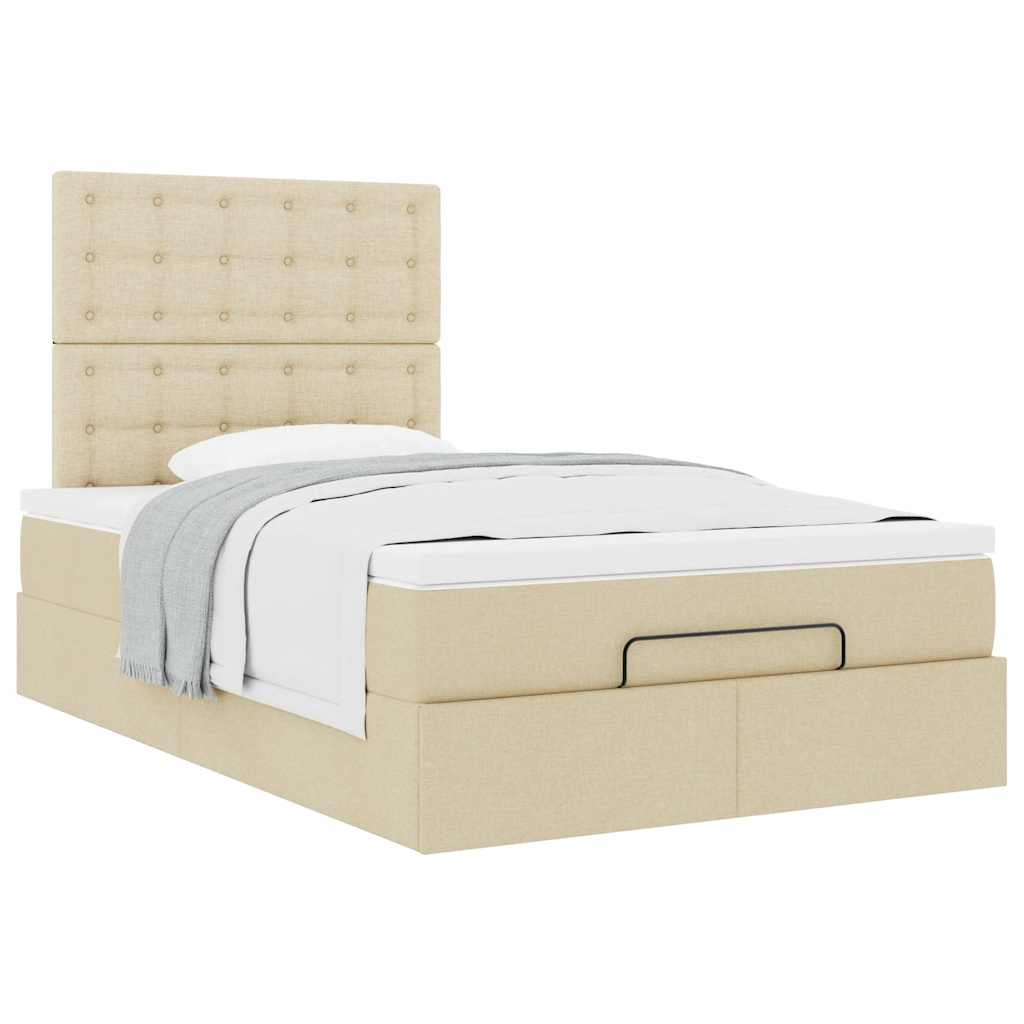 Cadre de lit ottoman avec matelas crème 120x190 cm tissu - XIOS