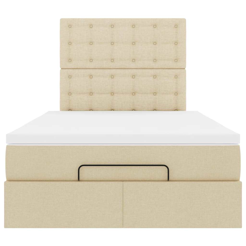 Cadre de lit ottoman avec matelas crème 120x190 cm tissu - XIOS