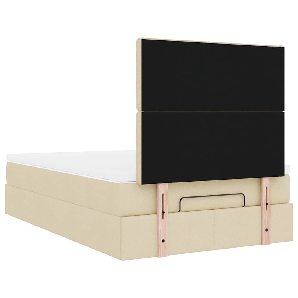 Cadre de lit ottoman avec matelas crème 120x190 cm tissu - XIOS