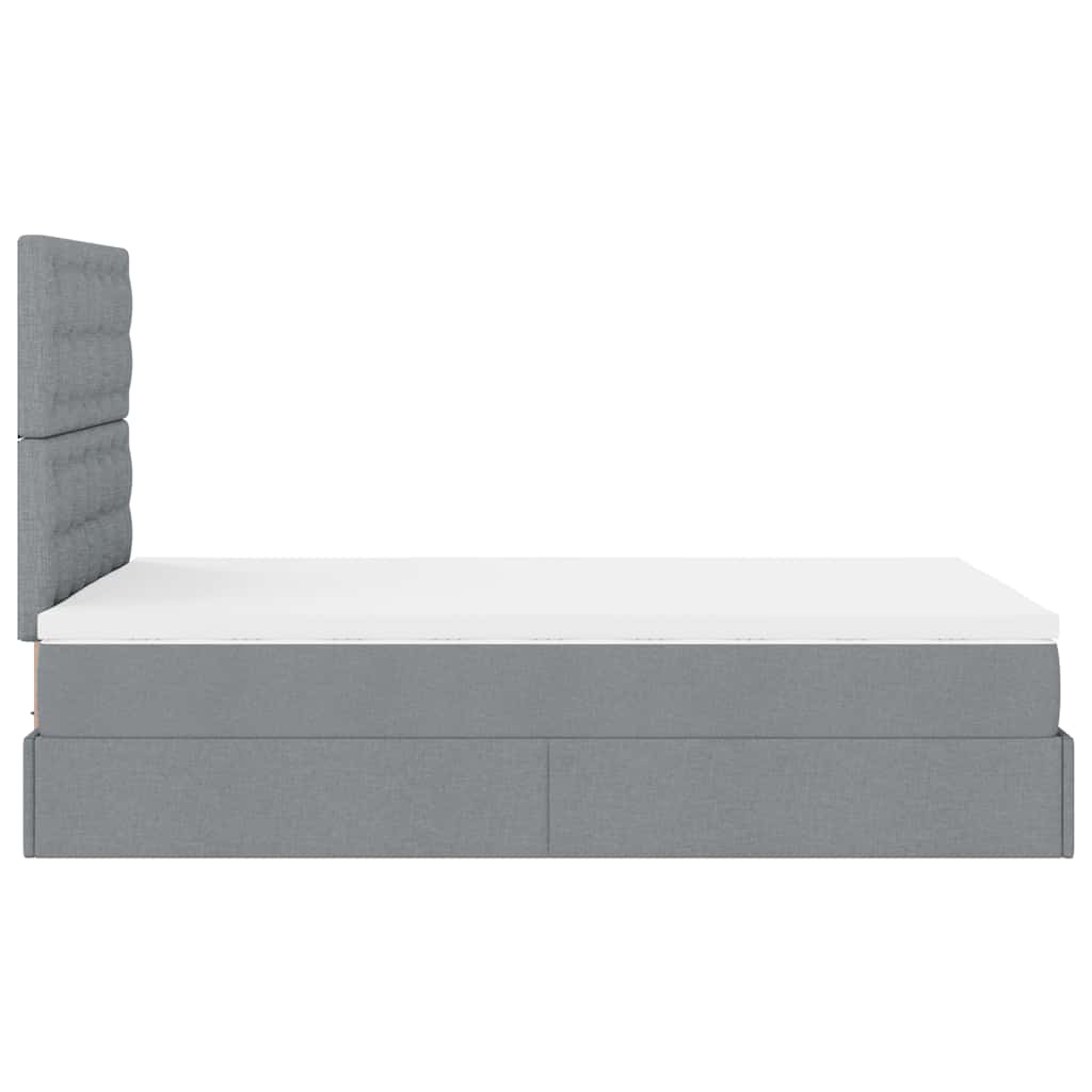 Cadre de lit ottoman et matelas gris clair 120x200 cm tissu - XIOS