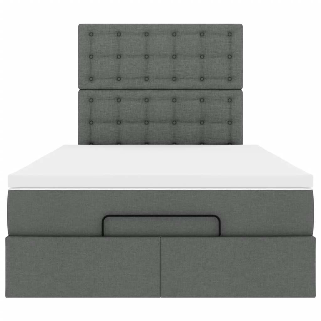 Cadre de lit ottoman avec matelas gris foncé 120x200cm tissu - XIOS