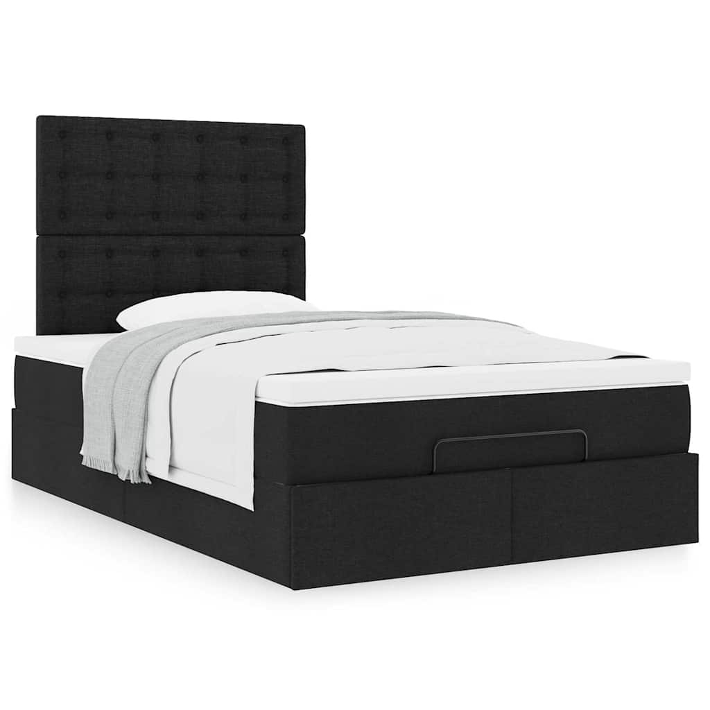 Cadre de lit ottoman avec matelas noir 120x200cm tissu - XIOS