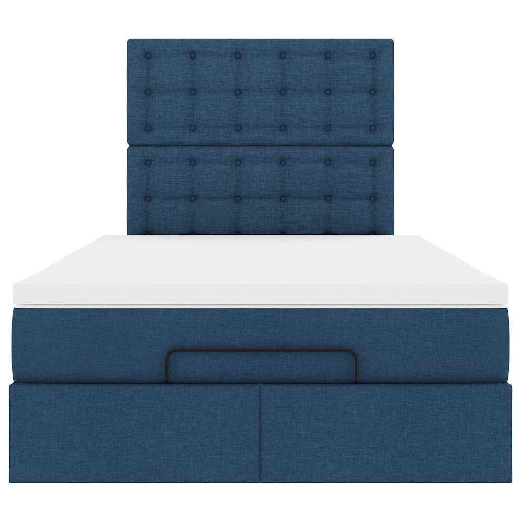 Cadre de lit ottoman avec matelas bleu 120x200 cm tissu - XIOS