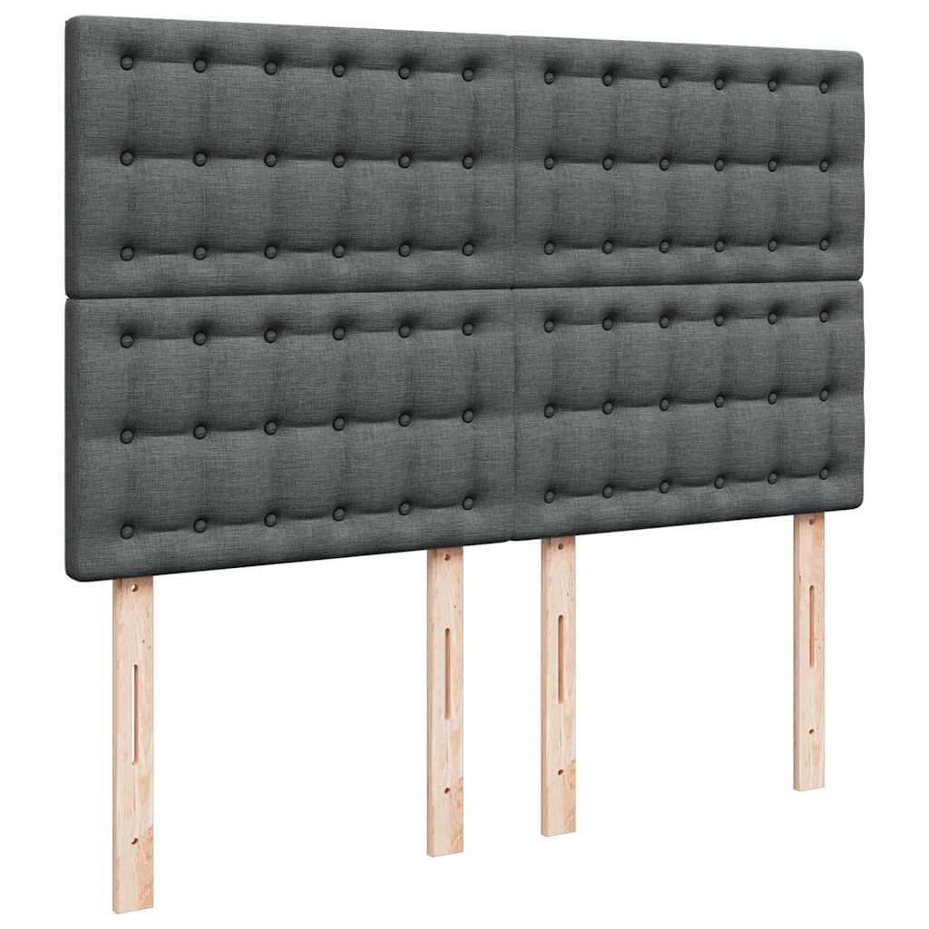 Cadre de lit ottoman avec matelas gris foncé 140x190 cm tissu - XIOS